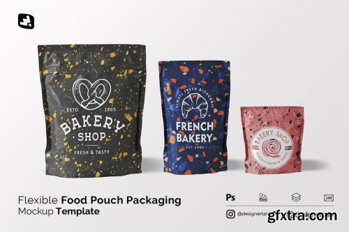 CreativeMarket - Flexible Food Pouch Packaging Mockup 4895410