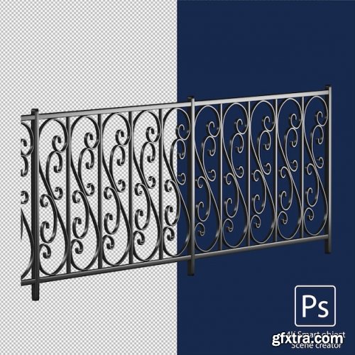 Metal fence clipping path 02 Premium Psd