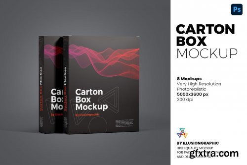 CreativeMarket - Carton Box Mockup - 8 Views 6102134