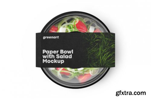 Paper Bowl with Salad Mockup
