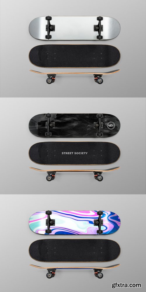 Skateboard Mockup with Cool Design Sport Equipment