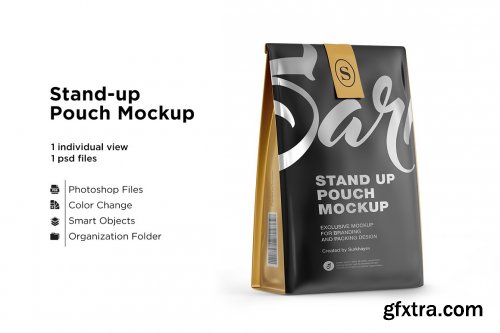 CreativeMarket - Stand Up Matte Pouch With Mockup 5752385