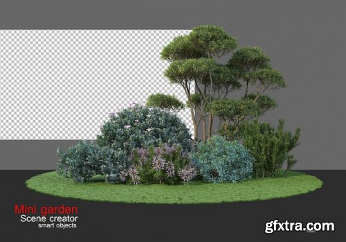 A small garden with a wide variety of trees Premium Psd