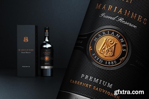 Luxury and realistic wine logo branding mockup