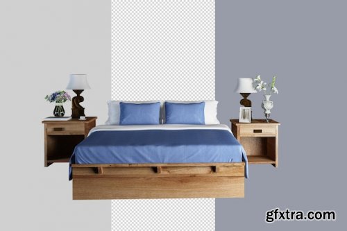 Modern minimalist bedroom in 3d rendering