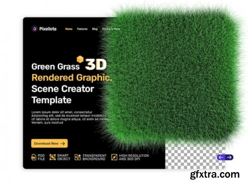 Green grass 3d rendered design Psd