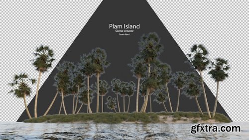 Palm tree island rendering Psd