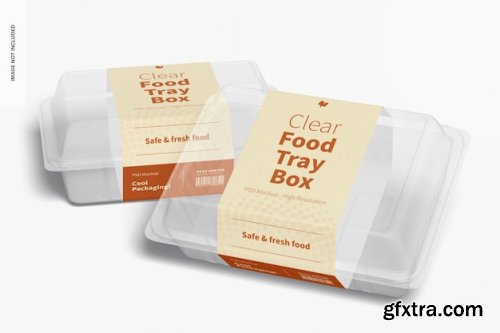 Clear food tray boxes mockups