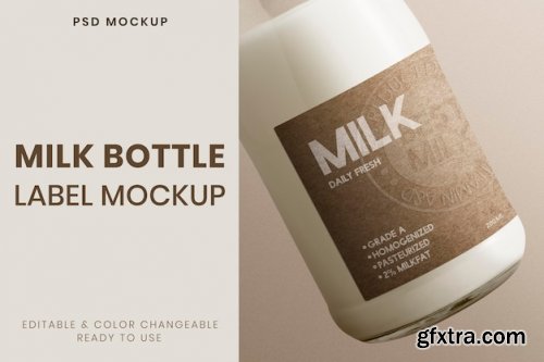 Milk bottle mockup, glass packaging design