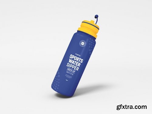 Glossy plastic sports water bottle mockup