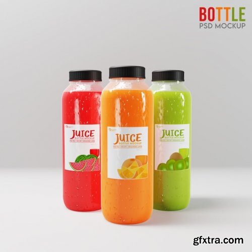 3d realistic mockup cold fresh juice bottle