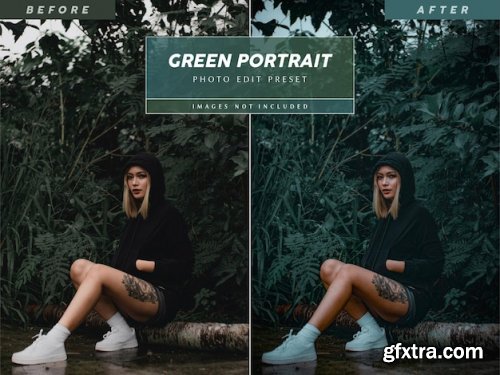 Editable moody green photo preset