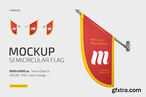 CreativeMarket - Semicircular Flag Mockup Set 7109370