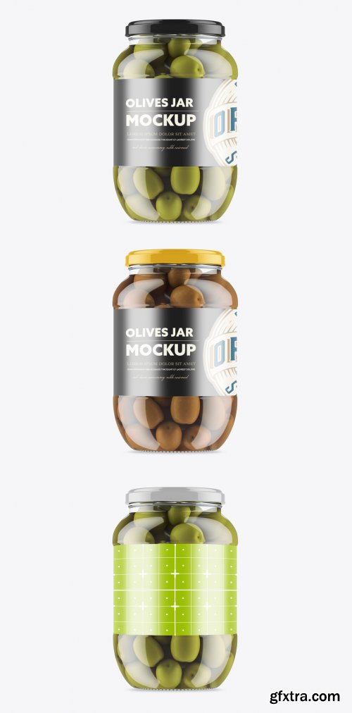 Clear Glass Jar with Olives Mockup 487435316