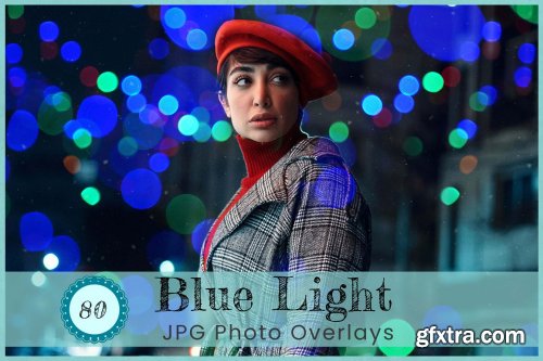 CreativeMarket - Blue Light Bokeh Photoshop Overlay 7160855