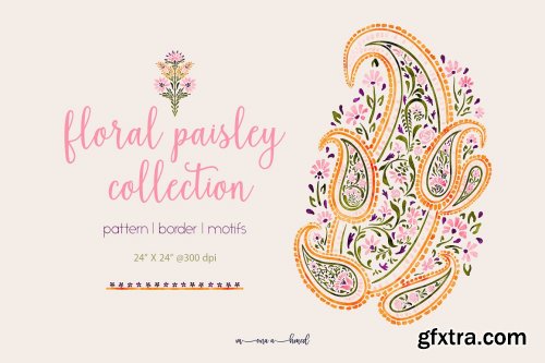 CreativeMarket - Floral paisley collection 6828392