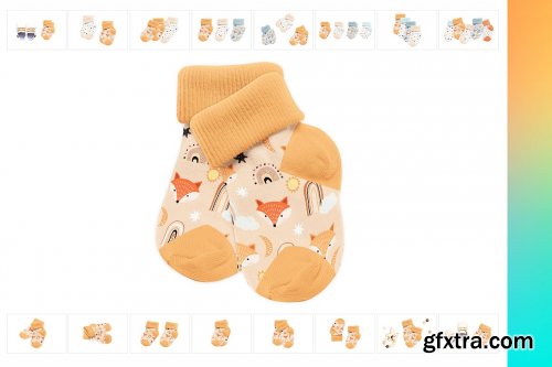 CreativeMarket - Baby Socks 16x Mock-ups 6849863
