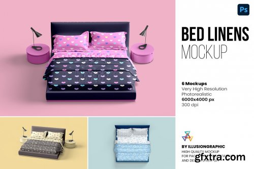 CreativeMarket - Bed Linens Mockup - 6 Views 7164021