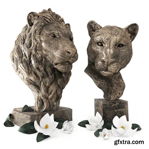 Bust of a Lion and Lioness