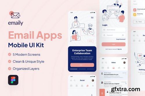 Emaily - Mobile Email / Messaging App UI Kit
