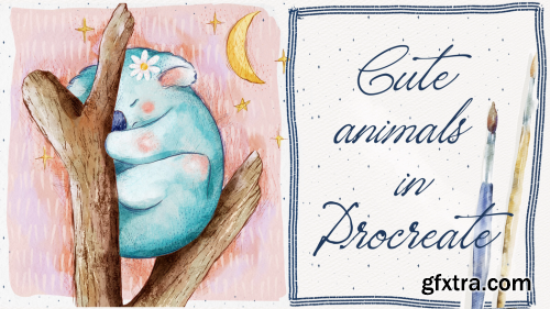 How to Draw Cute Gouache Animals in Procreate - Illustrating with Textures + Free Brushes and Stamps