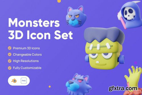 Monster Characters 3D Icon Set