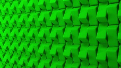 Videohive - 3D Rotating Green Bricks Wall Background - 37492659