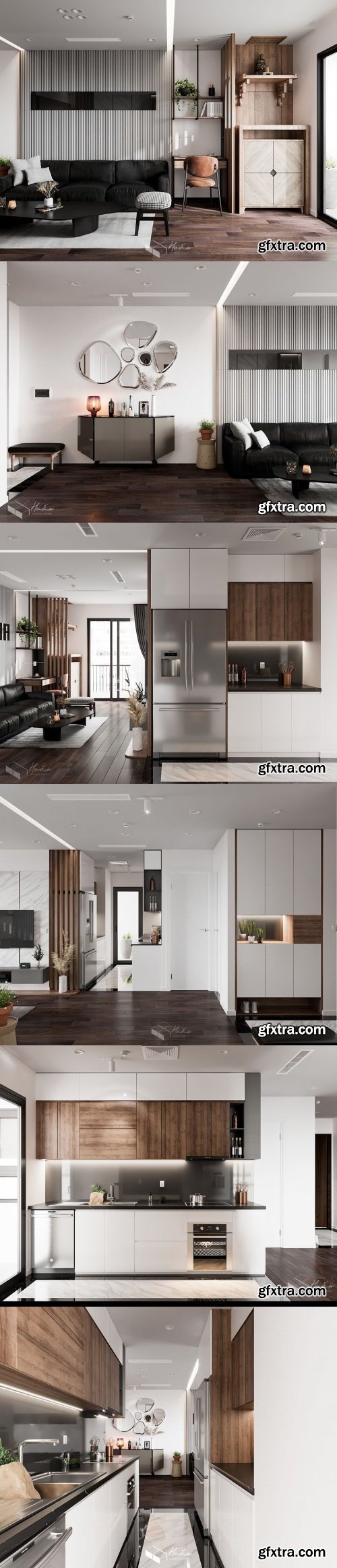 Kitchen – Livingroom Scene By DinhVanHuan