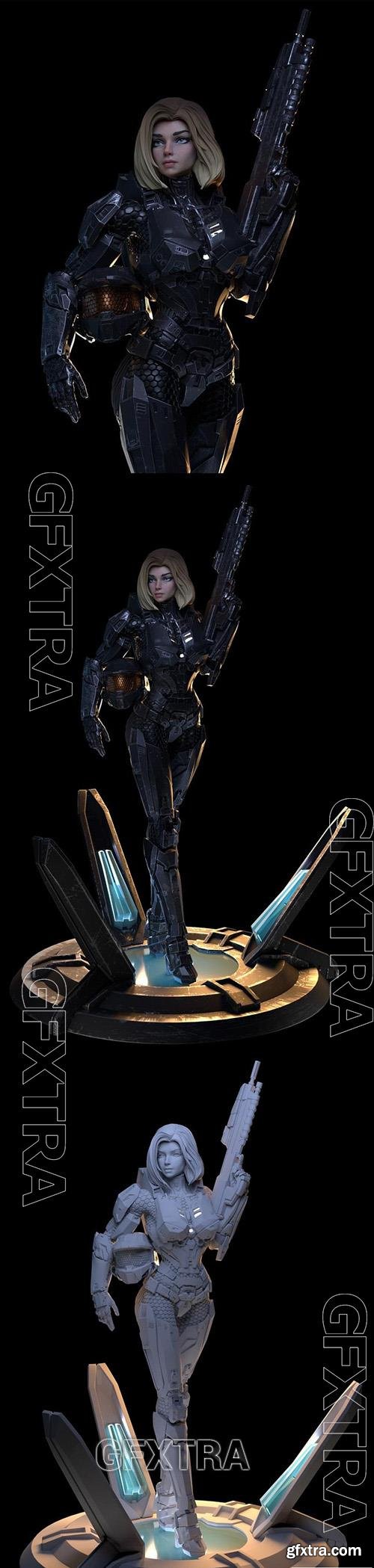 Halo Female Spartan Armored 3D