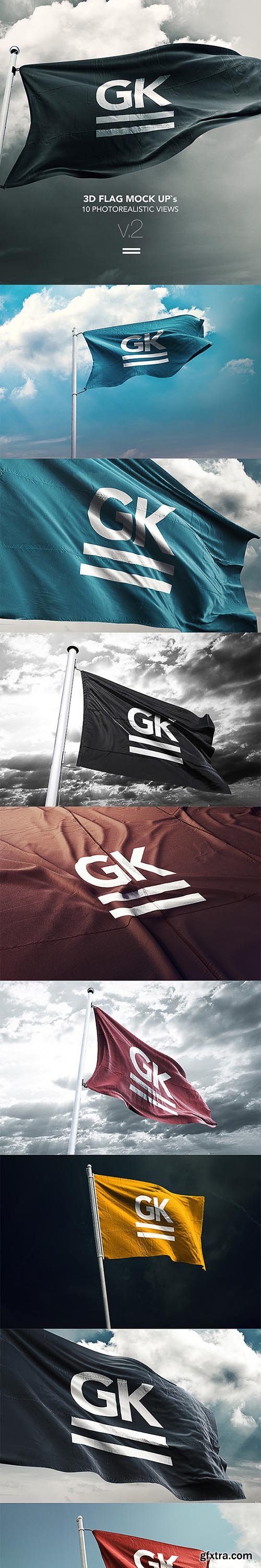 GraphicRiver - 10 Realistic 3D Flag Mock-Up 14602197