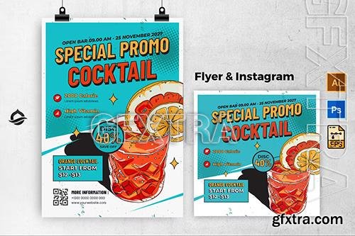Orange Cocktail Flyer & Instagram Post PD98452