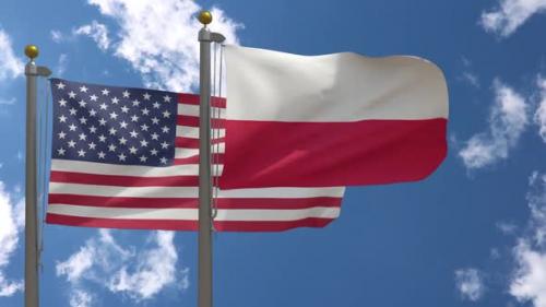 Videohive - Usa Flag Vs Poland Flag On Flagpole - 37752939