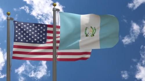 Videohive - Usa Flag Vs Guatemala Flag On Flagpole - 37752960