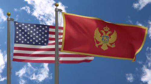 Videohive - Usa Flag Vs Montenegro Flag On Flagpole - 37752965