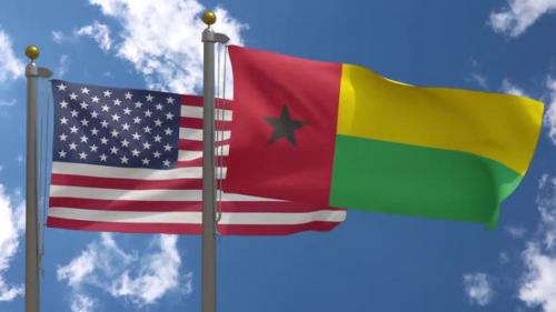 Videohive - Usa Flag Vs Guinea Bissau Flag On Flagpole - 37752966