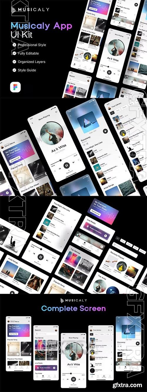 Musicaly - Music, Podcast Player Mobile App UI Kit TMMHZEP