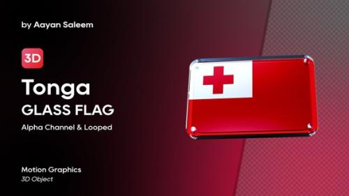 Videohive - Tonga Flag 3D Glass Badge - 37834521