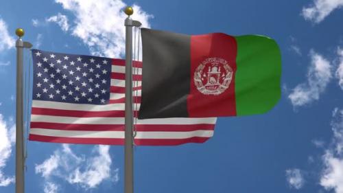 Videohive - Usa Flag Vs Afghanistan Flag On Flagpole - 37753072