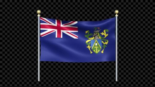 Videohive - Pitcairn Islands Flag Waving In Double Pole Looped - 37799045