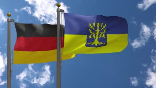 Videohive - Germany Flag Vs Hagen City Flag on Flagpole - 37805520