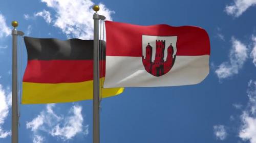 Videohive - Germany Flag Vs Dinslaken City Flag on Flagpole - 37805523