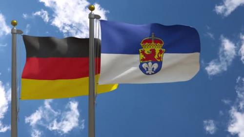 Videohive - Germany Flag Vs Darmstadt City Flag on Flagpole - 37805526