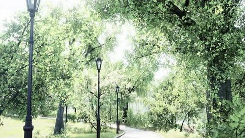 Videohive - Empty Street at the Nice and Comfortable Great Garden - 37805582