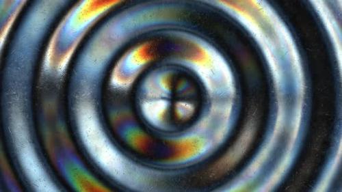 Videohive - Moving Rainbow Steel Circles Looped Abstract Animation - 37913721