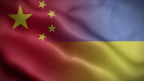Videohive - Ukraine China Flag Loop Background 4K - 37917679