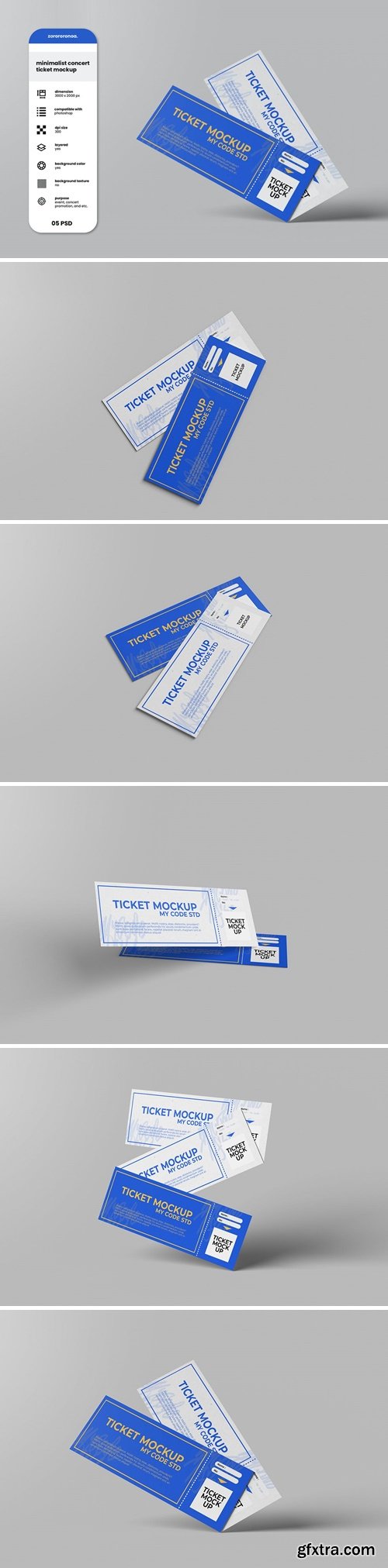 Minimalist Concert Ticket Mockup G9QMJ8H