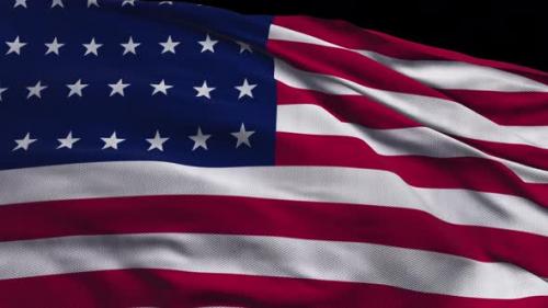 Videohive - United States flag waving in the wind with highly detailed fabric texture. Seamless loop - 37927488