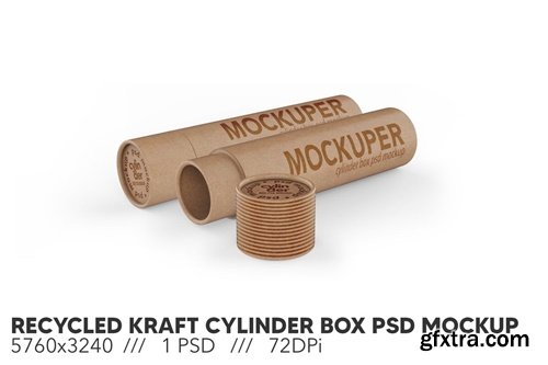 Recycled Kraft Cylinder Box PSD Mockup