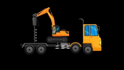 Videohive - Carrier Truck with Pile Driver - 37932441