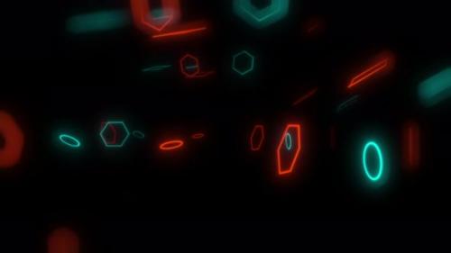 Videohive - Geometric Shapes Flying Towards Viewer Switching On And Off Seamless Video Loop - 37932496